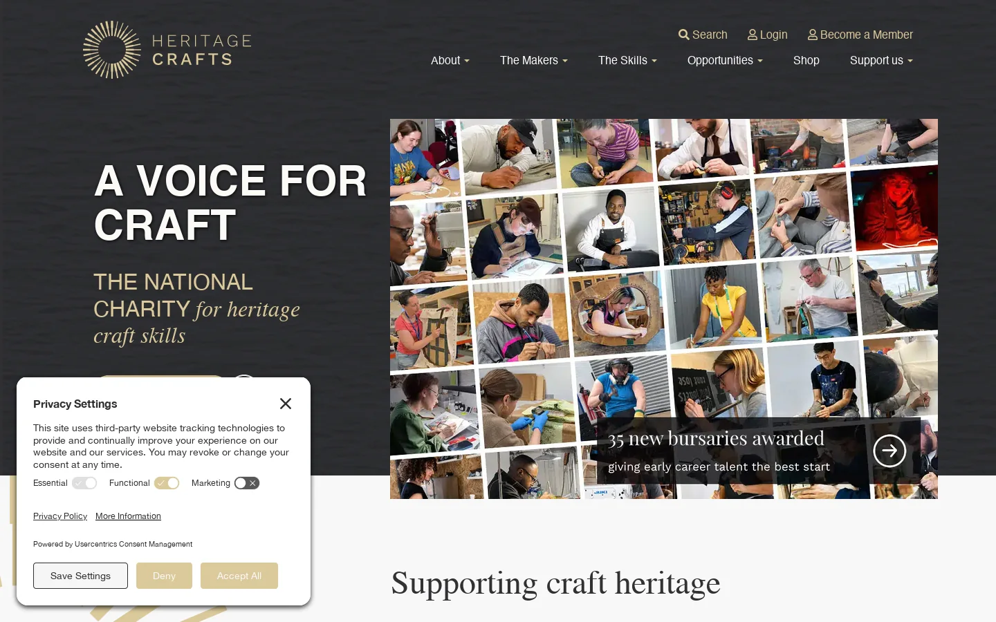 Heritage Crafts Homepage screenshot