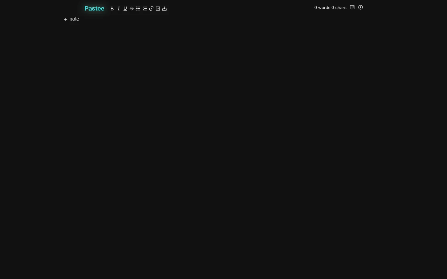 PasteePad Homepage screenshot