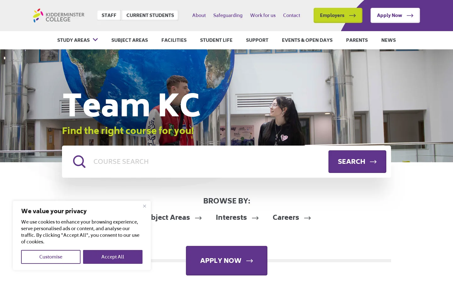 Experience Excellence: Welcome to Kidderminster College Homepage screenshot