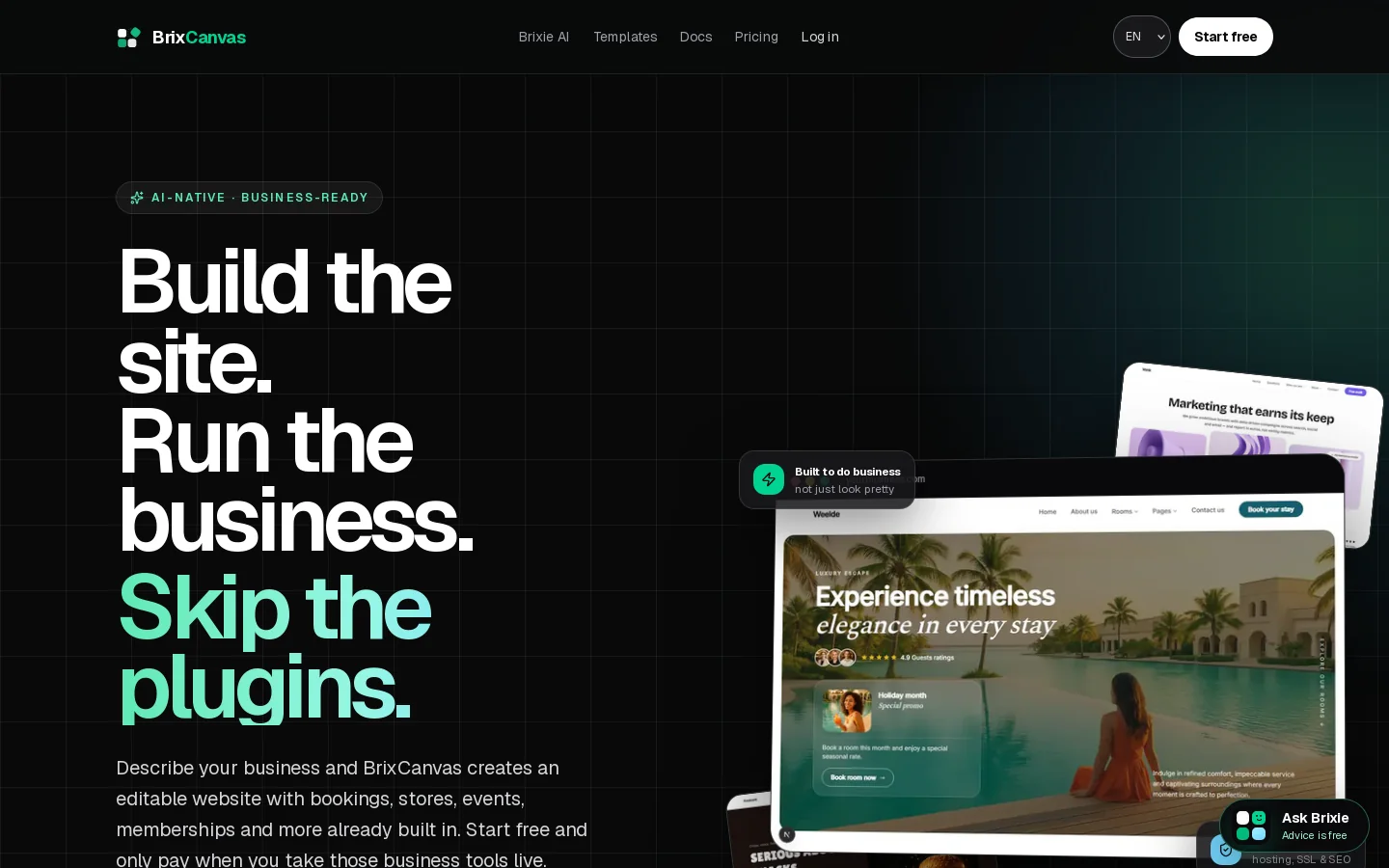 BrixCanvas Homepage screenshot
