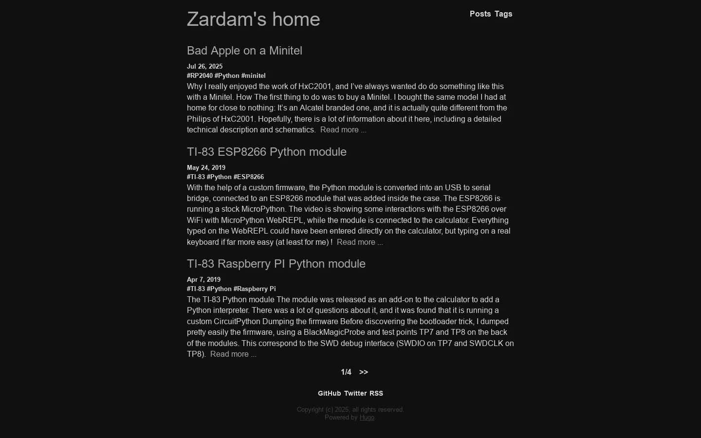 Zardam's home Homepage screenshot