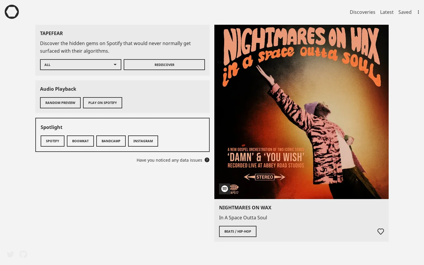 TAPEFEAR Homepage screenshot