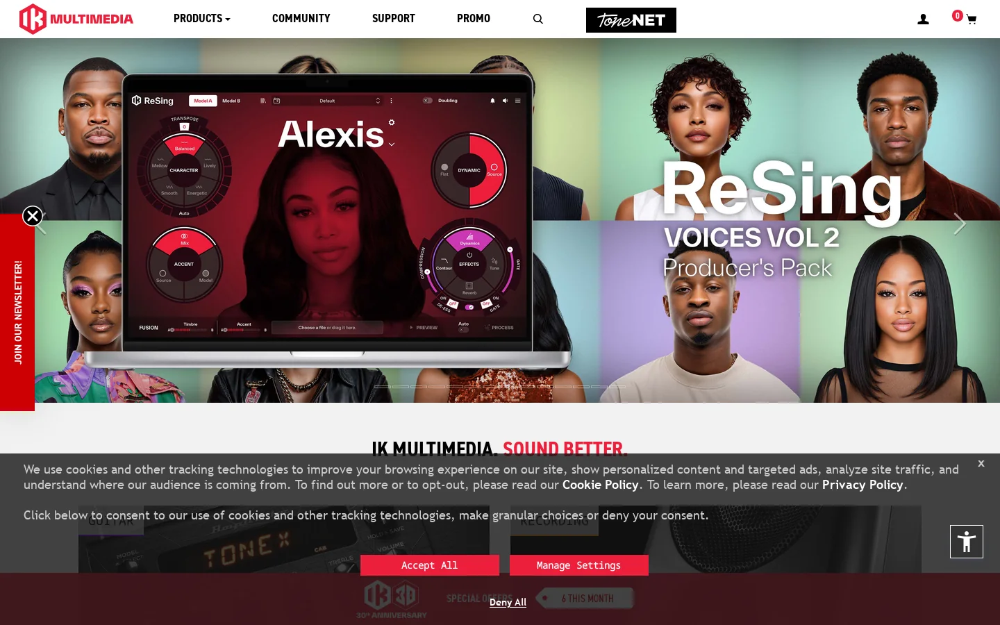 IK MULTIMEDIA. SOUND BETTER Homepage screenshot