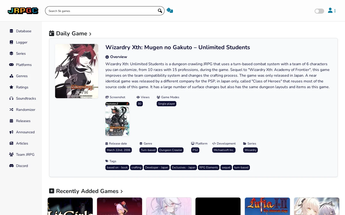 JRPGC Homepage screenshot
