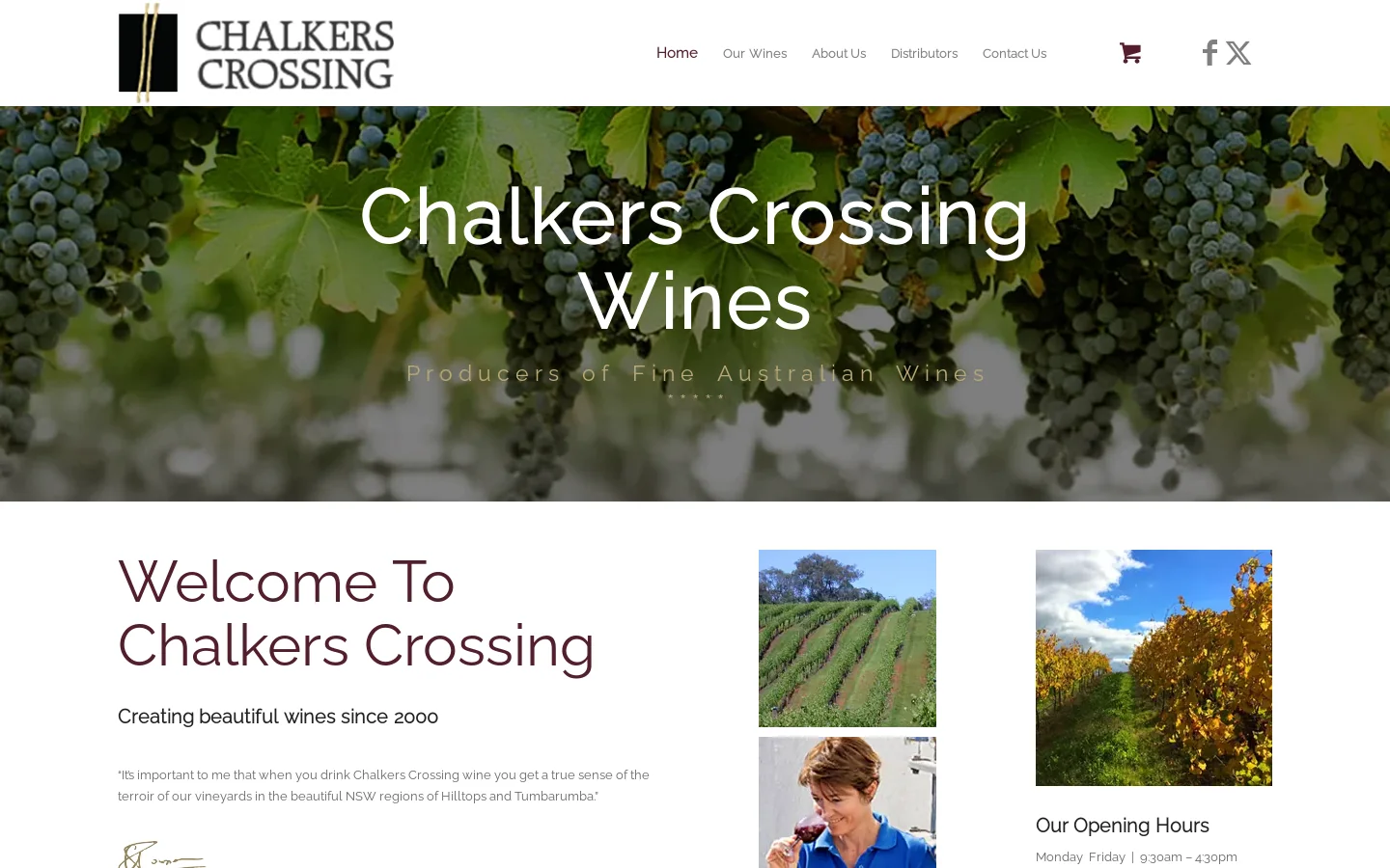 Chalkers Crossing Wines Young NSW Homepage screenshot