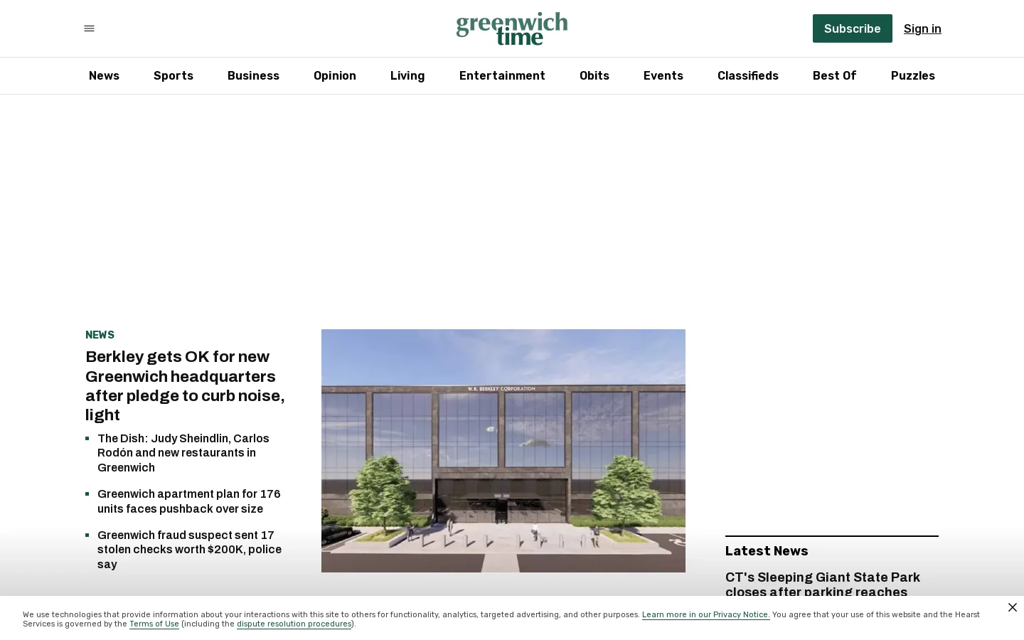 GreenwichTime Homepage screenshot