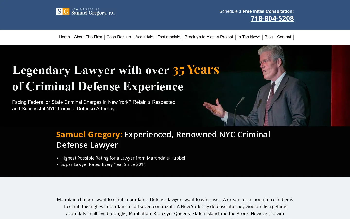 Sam Gregory Homepage screenshot