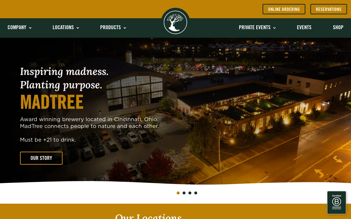 MadTree Brewing Homepage screenshot