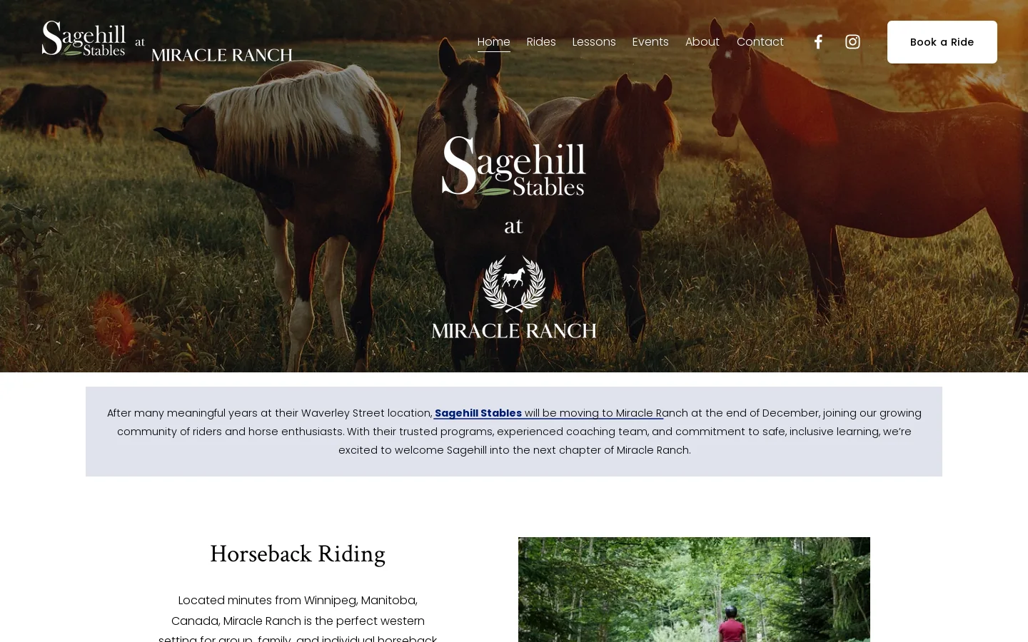 Miracle Ranch Homepage screenshot