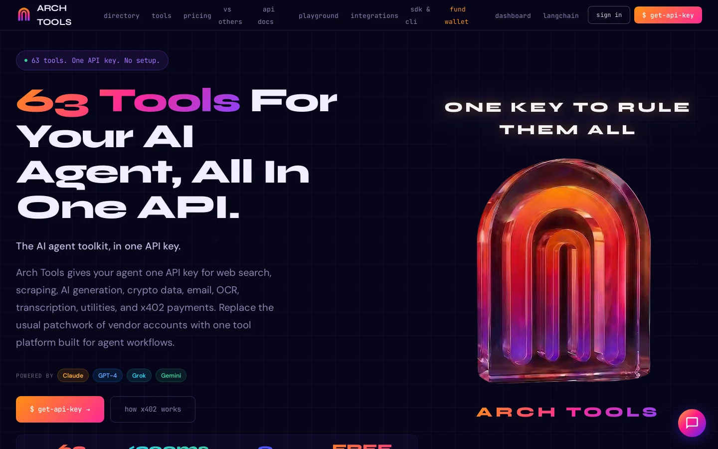 Arch Tools Homepage screenshot