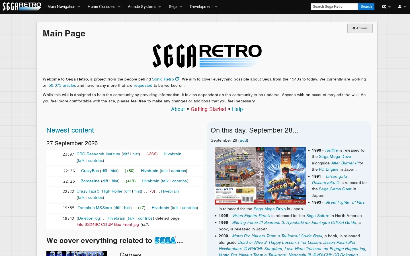 Sega Retro Homepage screenshot