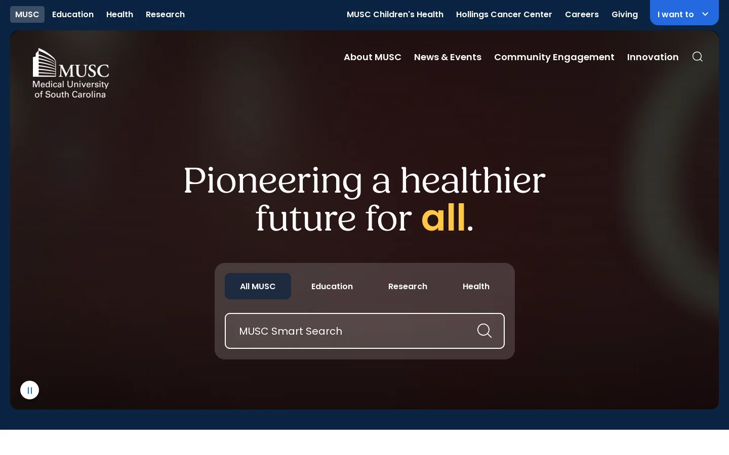 MUSC Homepage screenshot