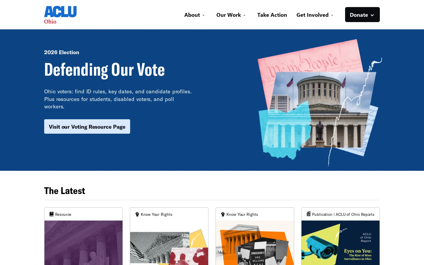 Home - ACLU of Ohio Homepage screenshot