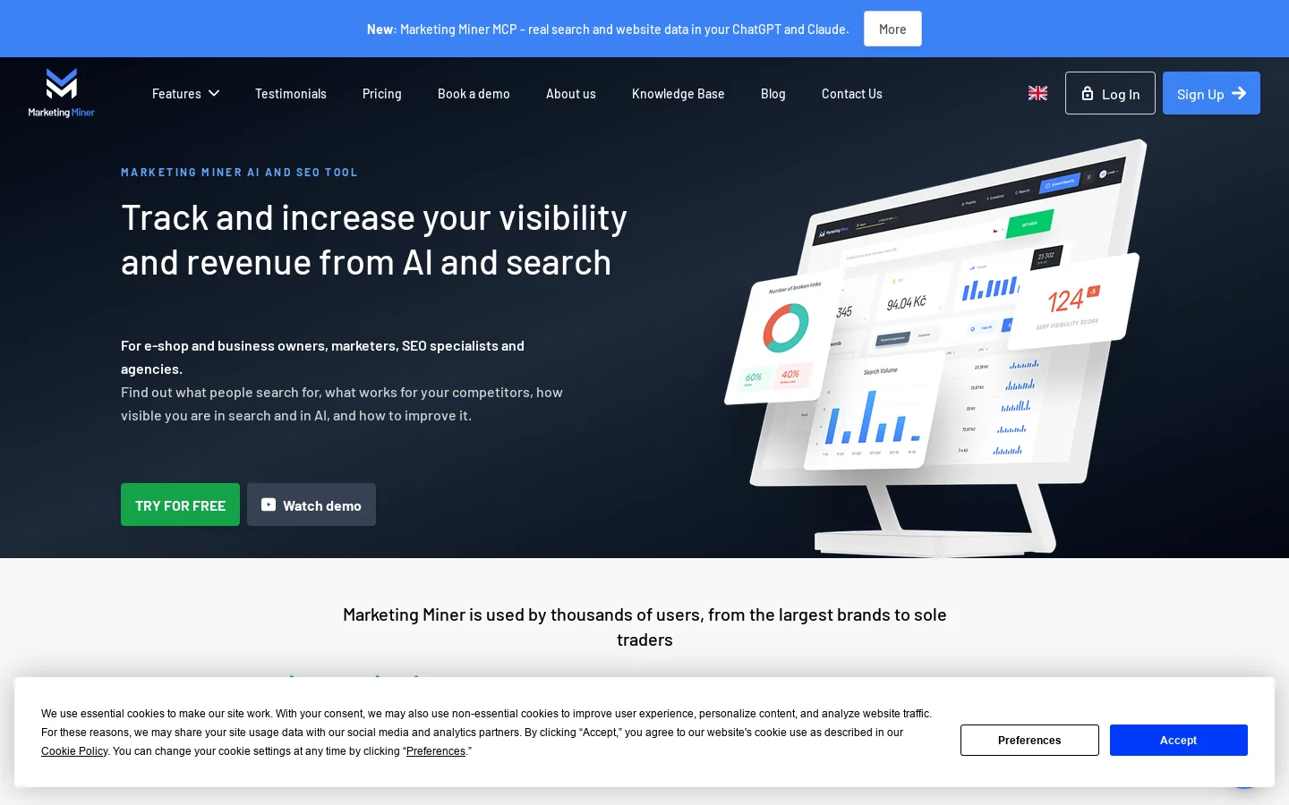 Marketing Miner Homepage screenshot