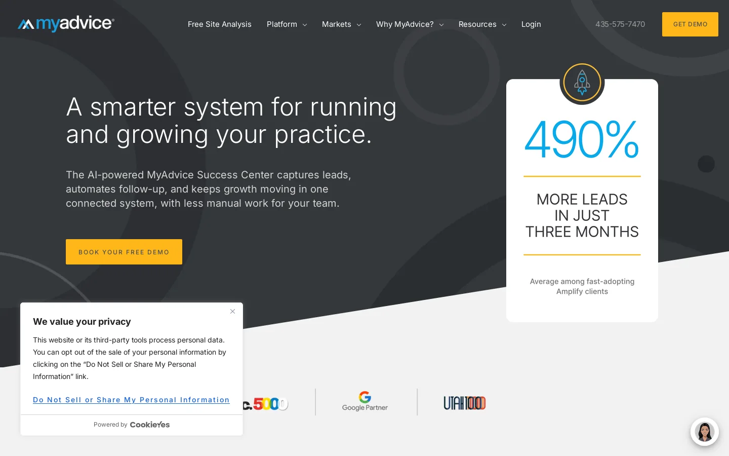 MyAdvice Homepage screenshot