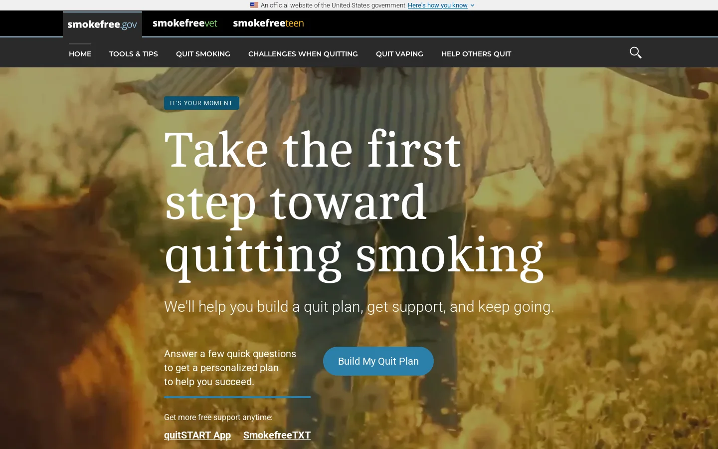 Smokefree Homepage screenshot