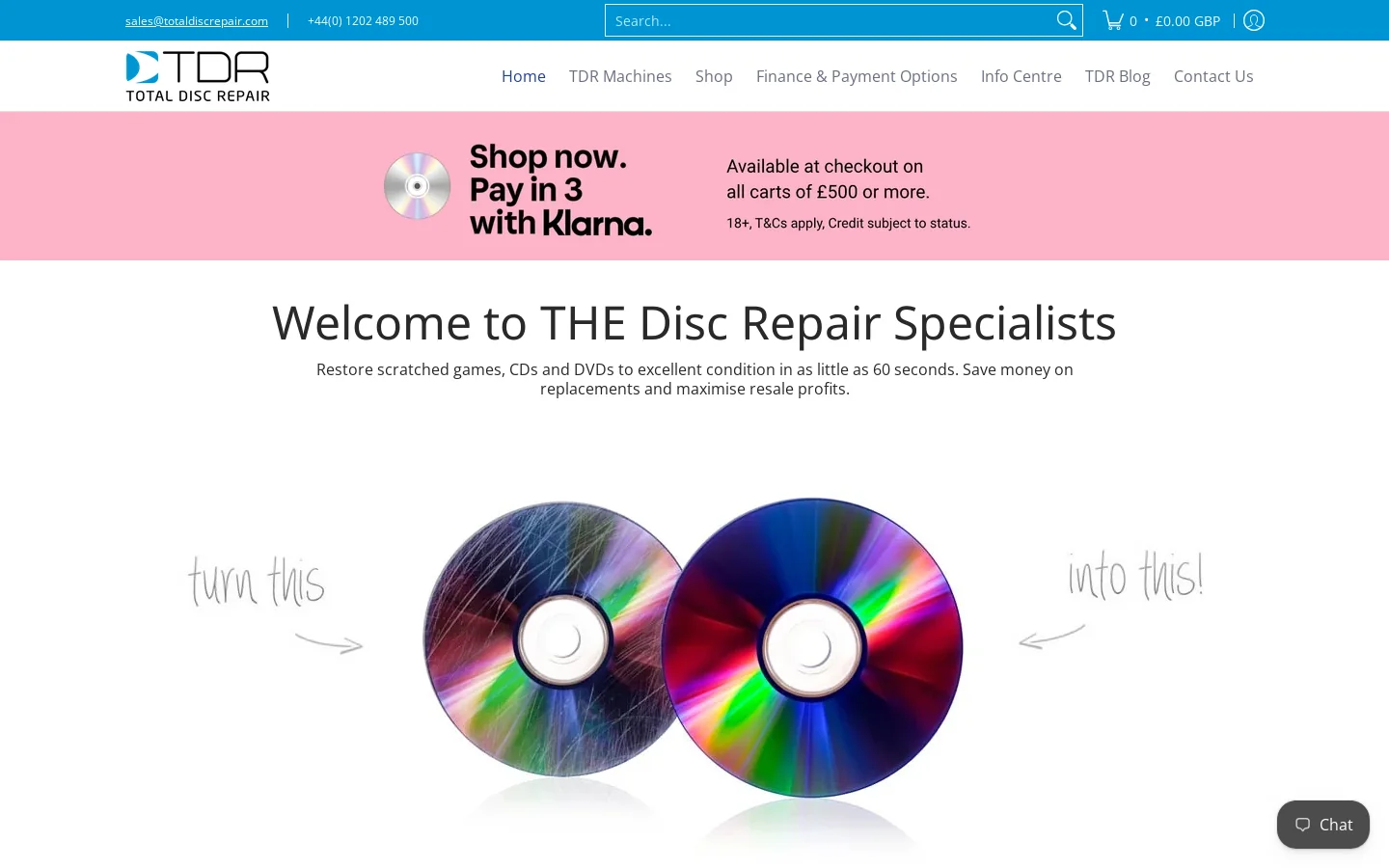 Total Disc Repair Homepage screenshot