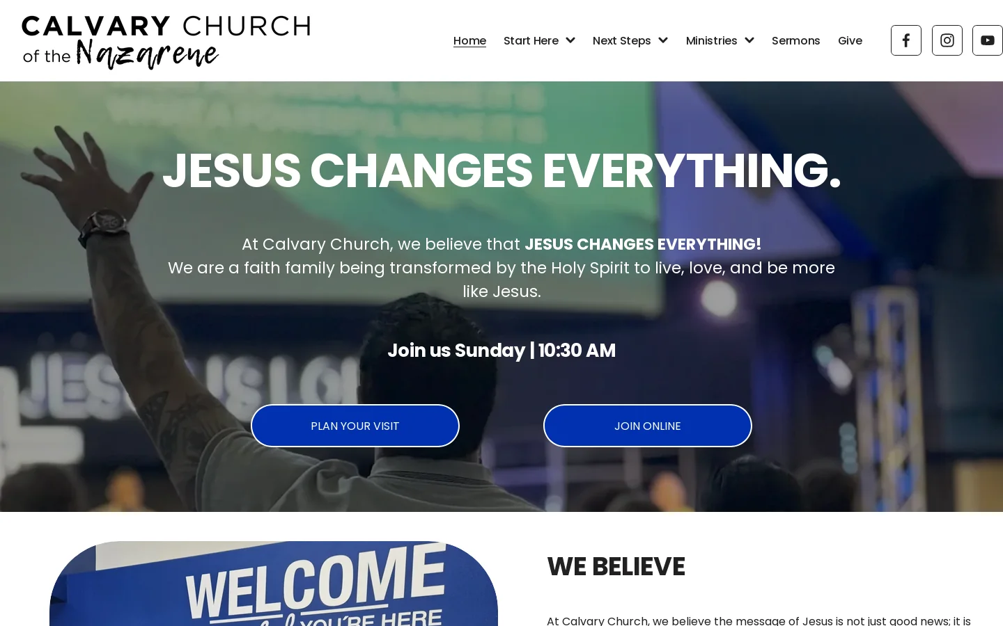 Calvary Church Homepage screenshot