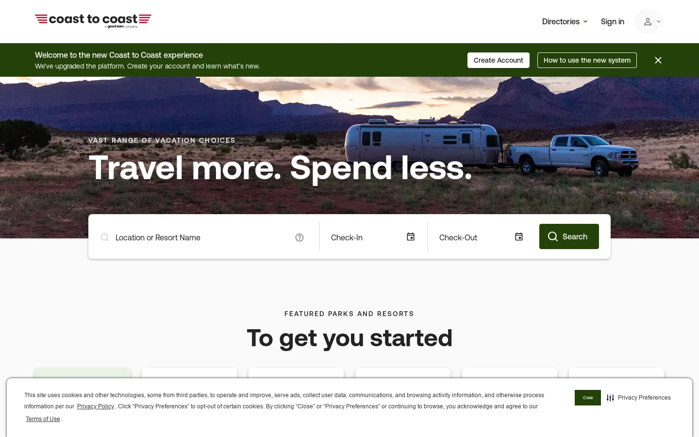 Home - Coast to coast Homepage screenshot