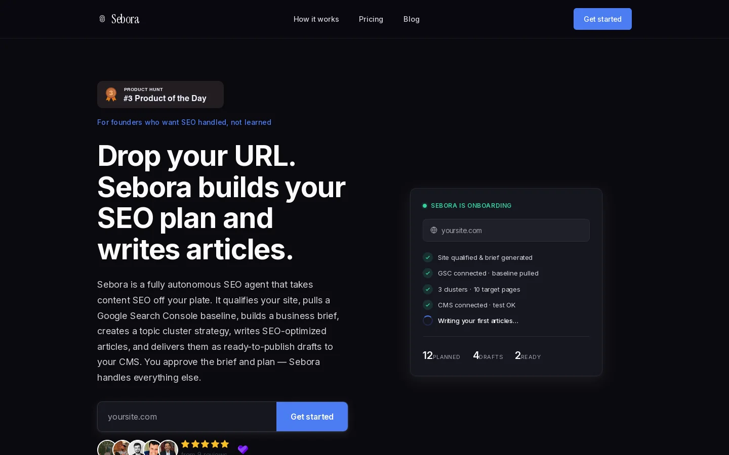 Sebora Homepage screenshot