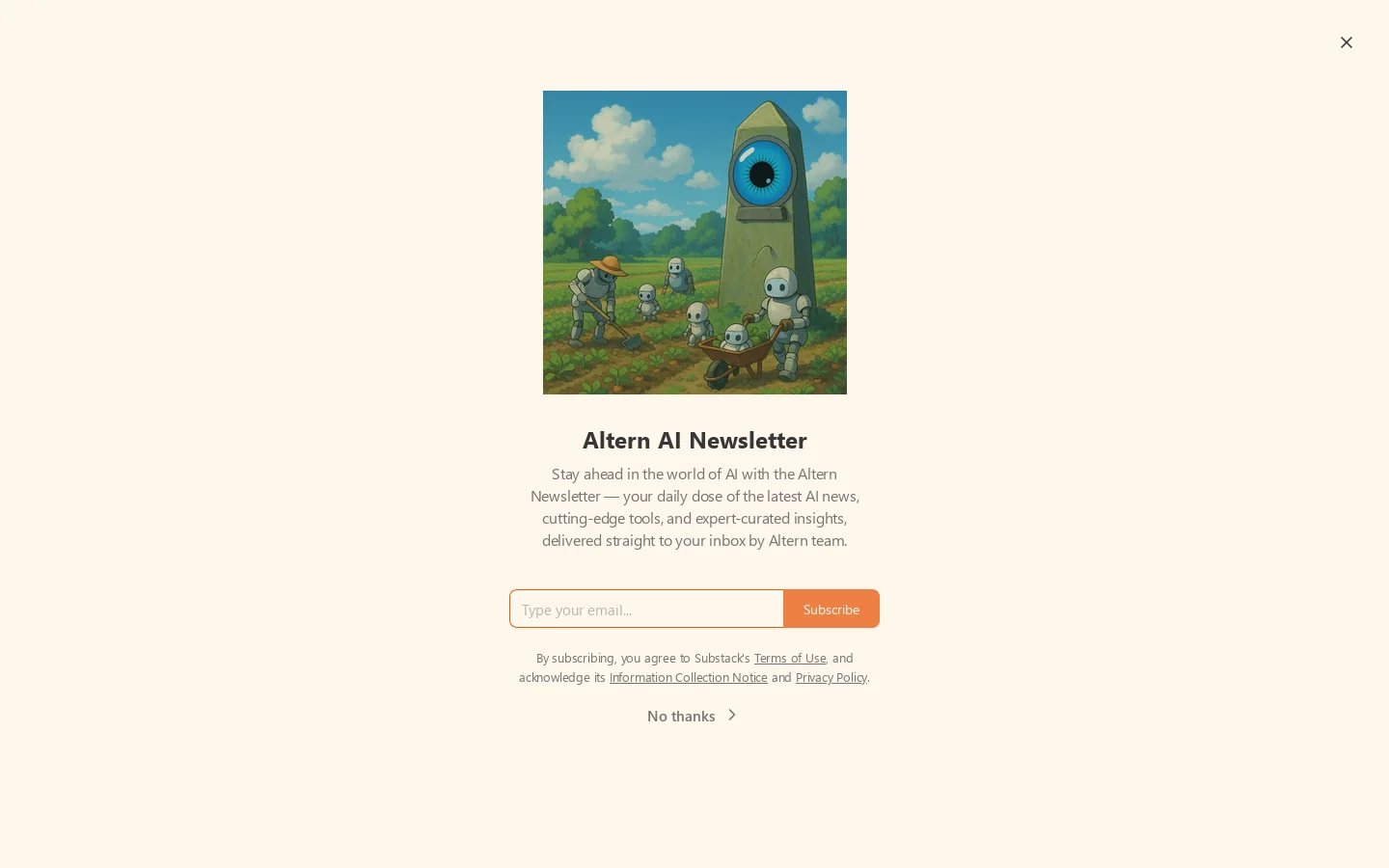 Altern AI Newsletter | Dariush Abbasi | Substack Homepage screenshot