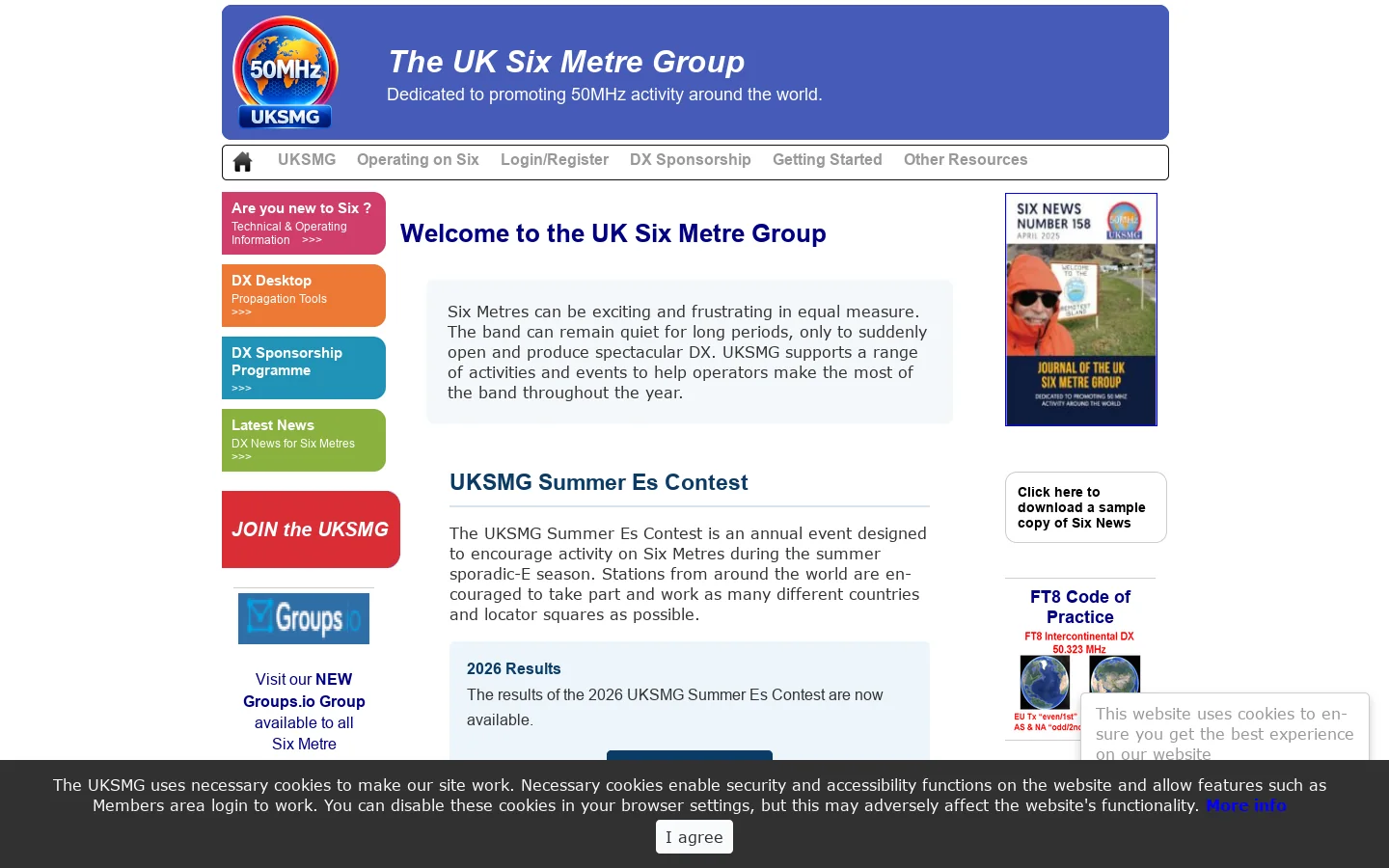 The UK Six Metre Group Homepage screenshot