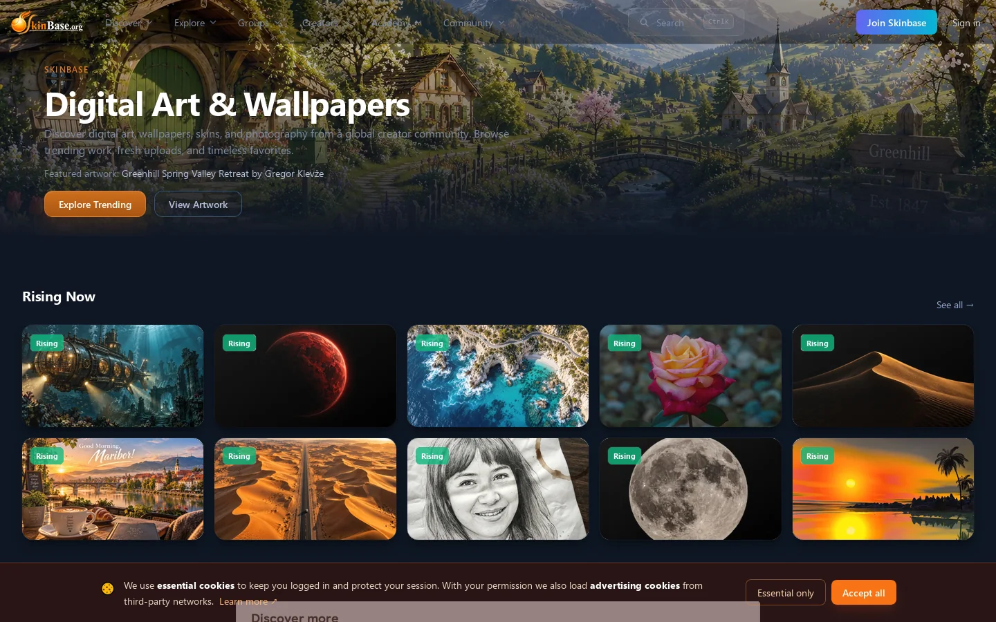 Skinbase Homepage screenshot