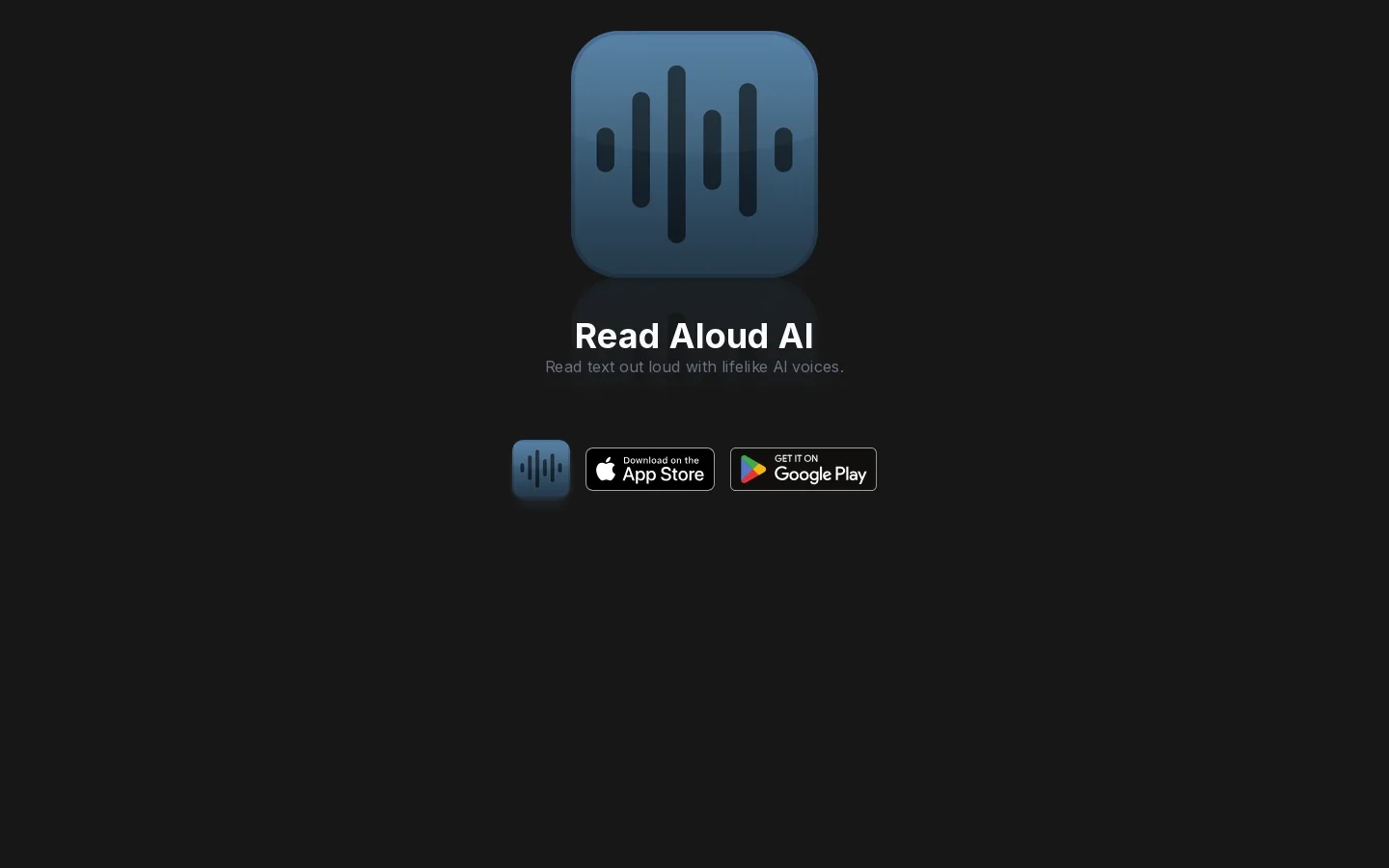 Read Aloud AI Homepage screenshot