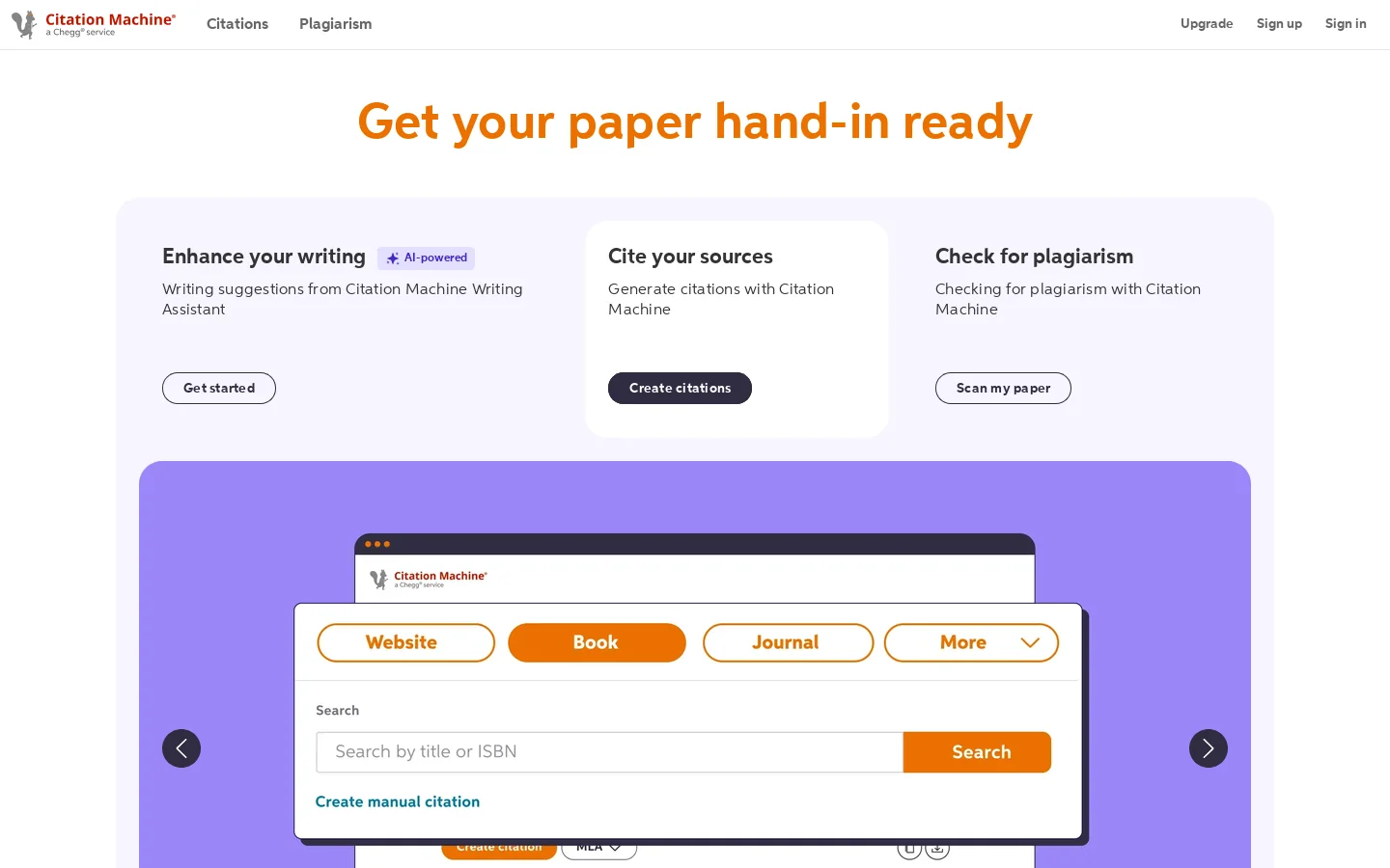 Citation Machine® Homepage screenshot