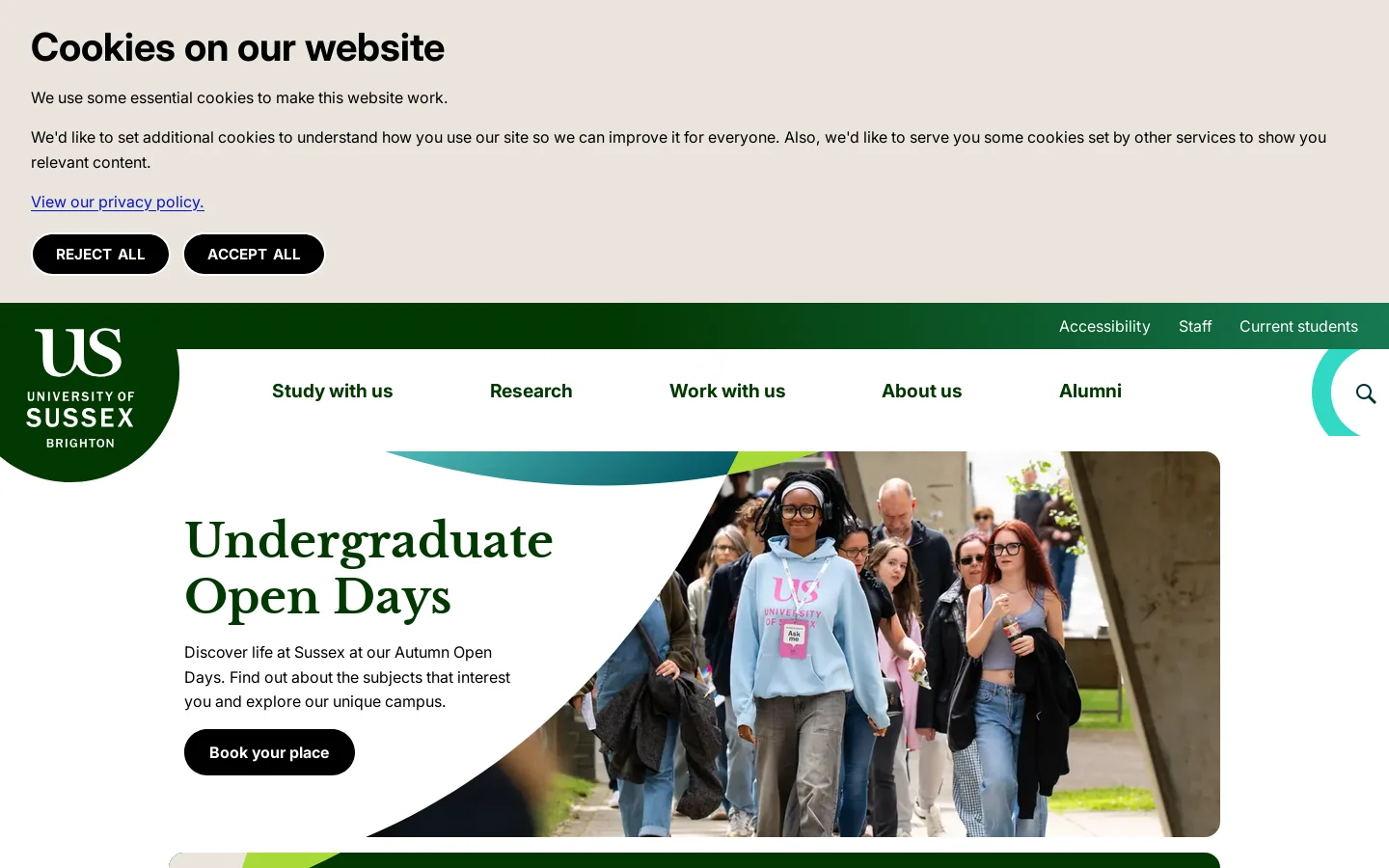 University of Sussex - a leading, research-intensive university Homepage screenshot