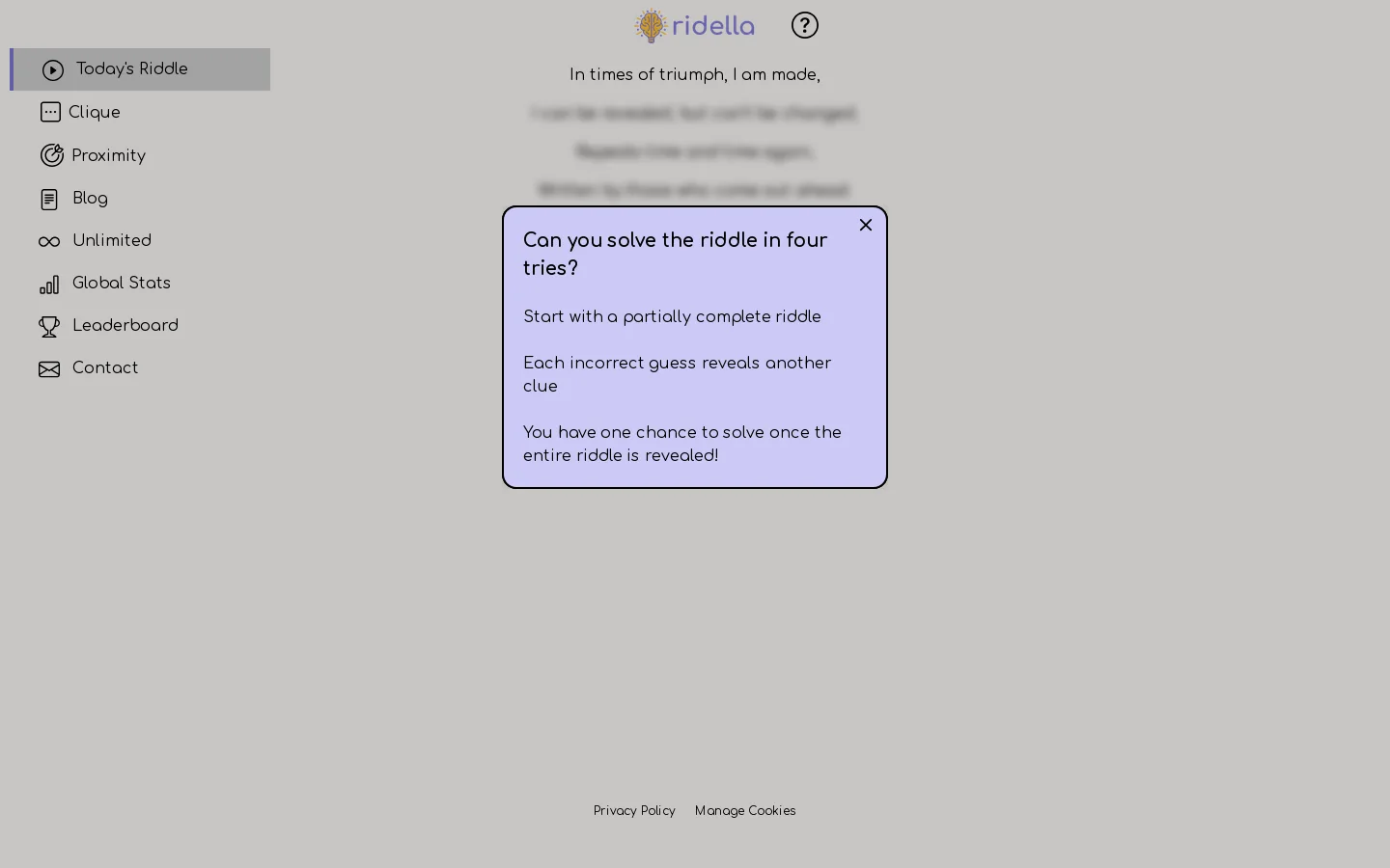 Ridella Homepage screenshot