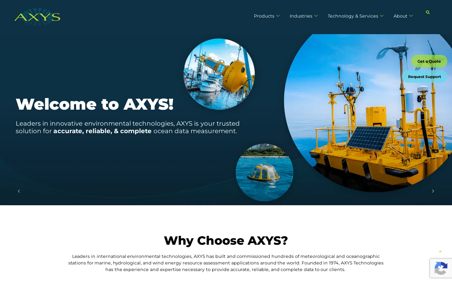 Welcome to AXYS Homepage screenshot