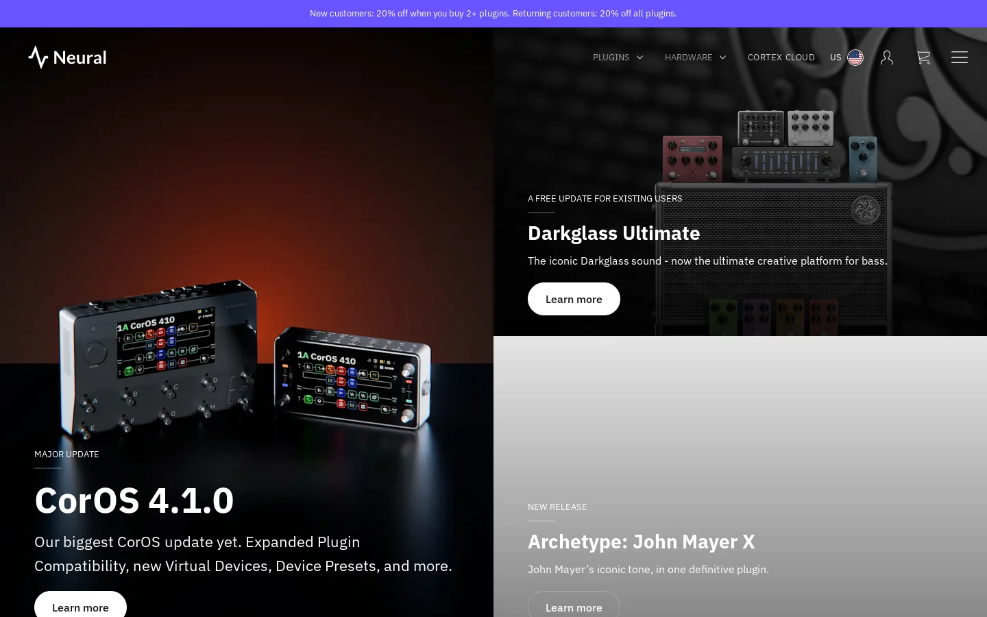 Neural DSP Homepage screenshot