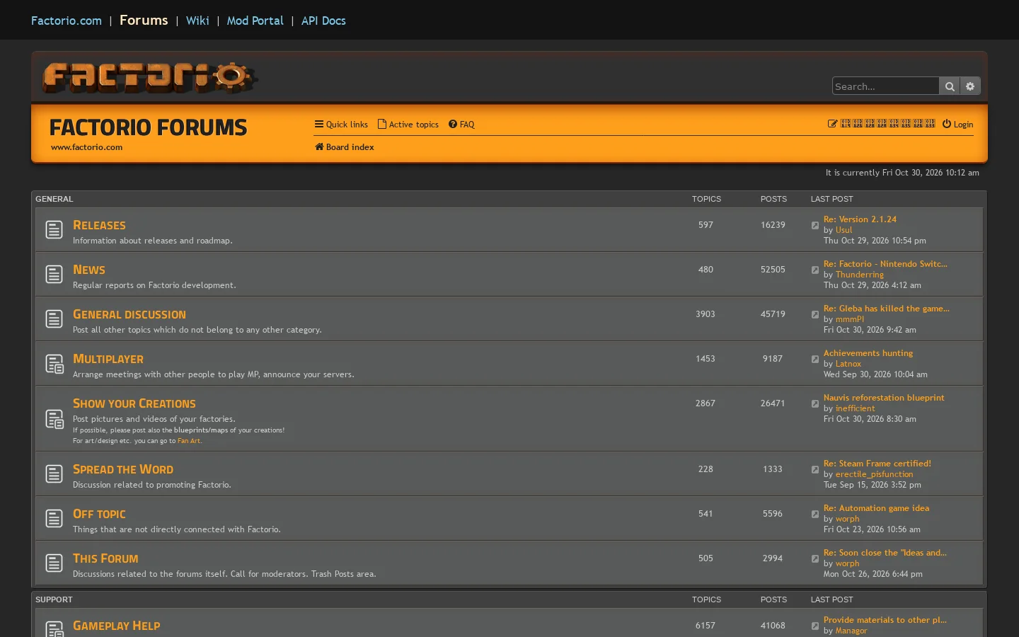 Factorio Forums - Index page Homepage screenshot