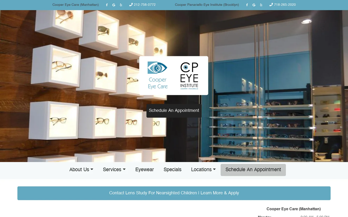 Cooper Eye Care Homepage screenshot