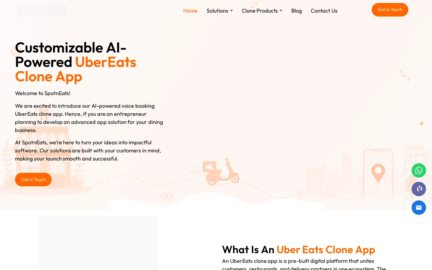 Ubereats clone | AI-Powered food delivery app solutions Homepage screenshot