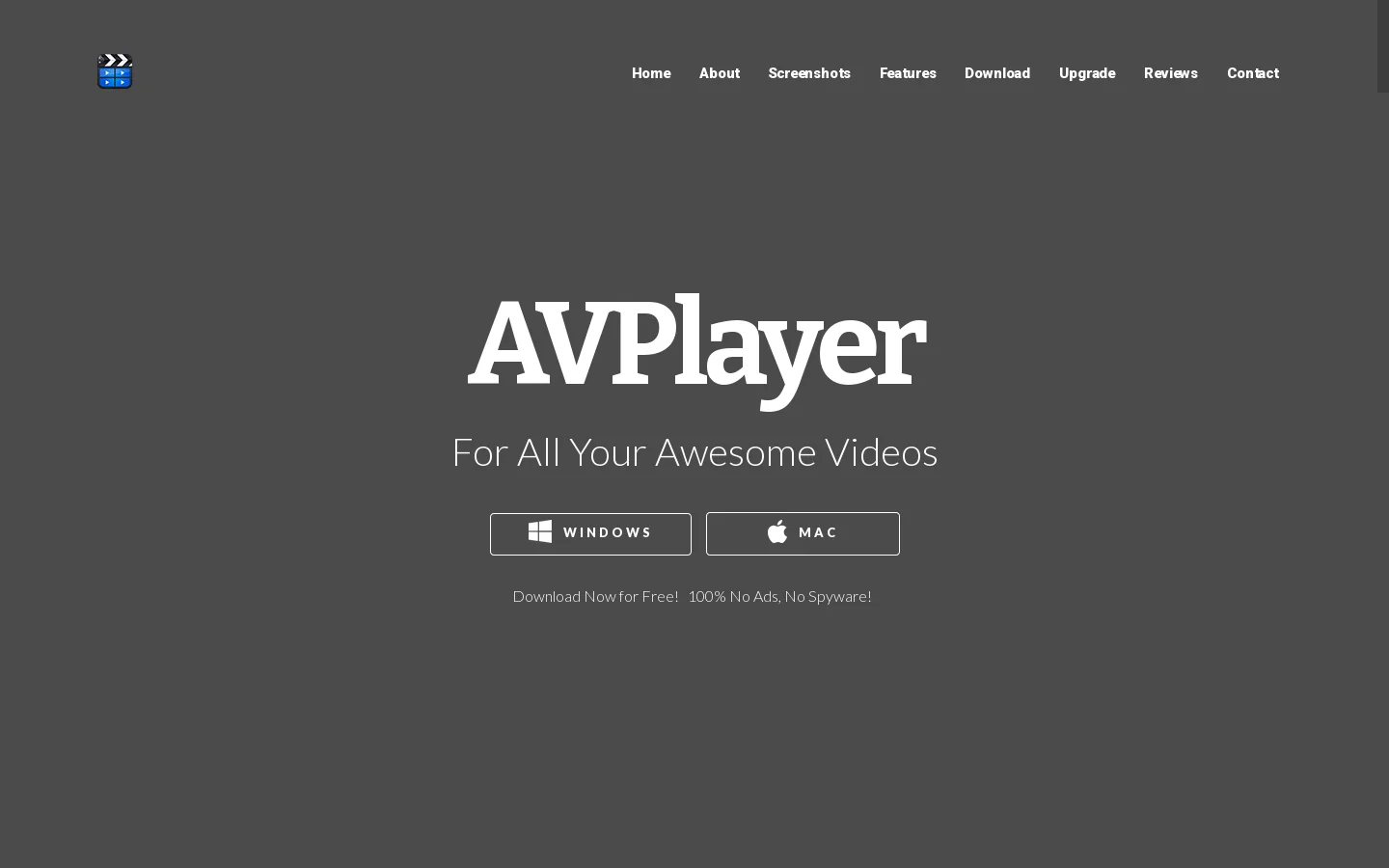Awesome Video Player Homepage screenshot