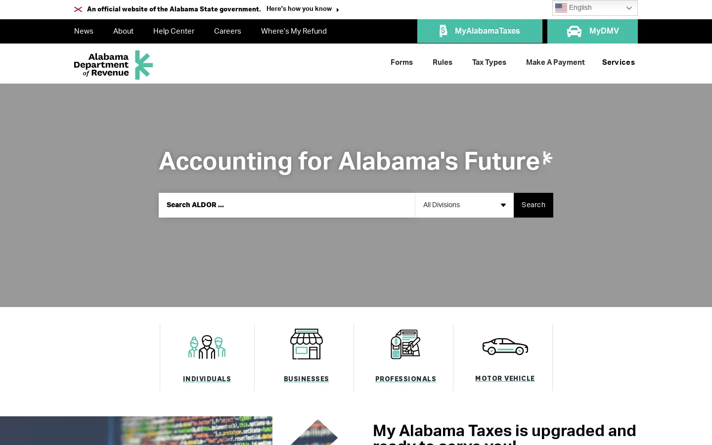 Home - Alabama Department of Revenue Homepage screenshot