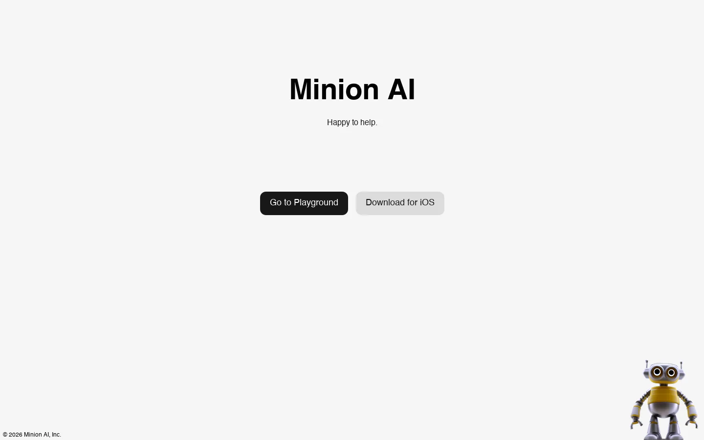 Minion AI Homepage screenshot