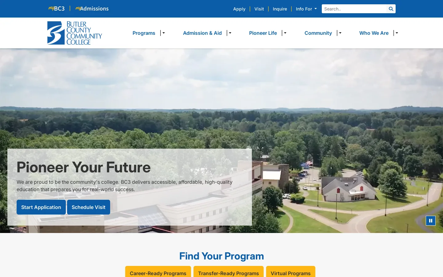 Butler County Community College | Affordable, Accredited, and #1 in Pennsylvania Homepage screenshot