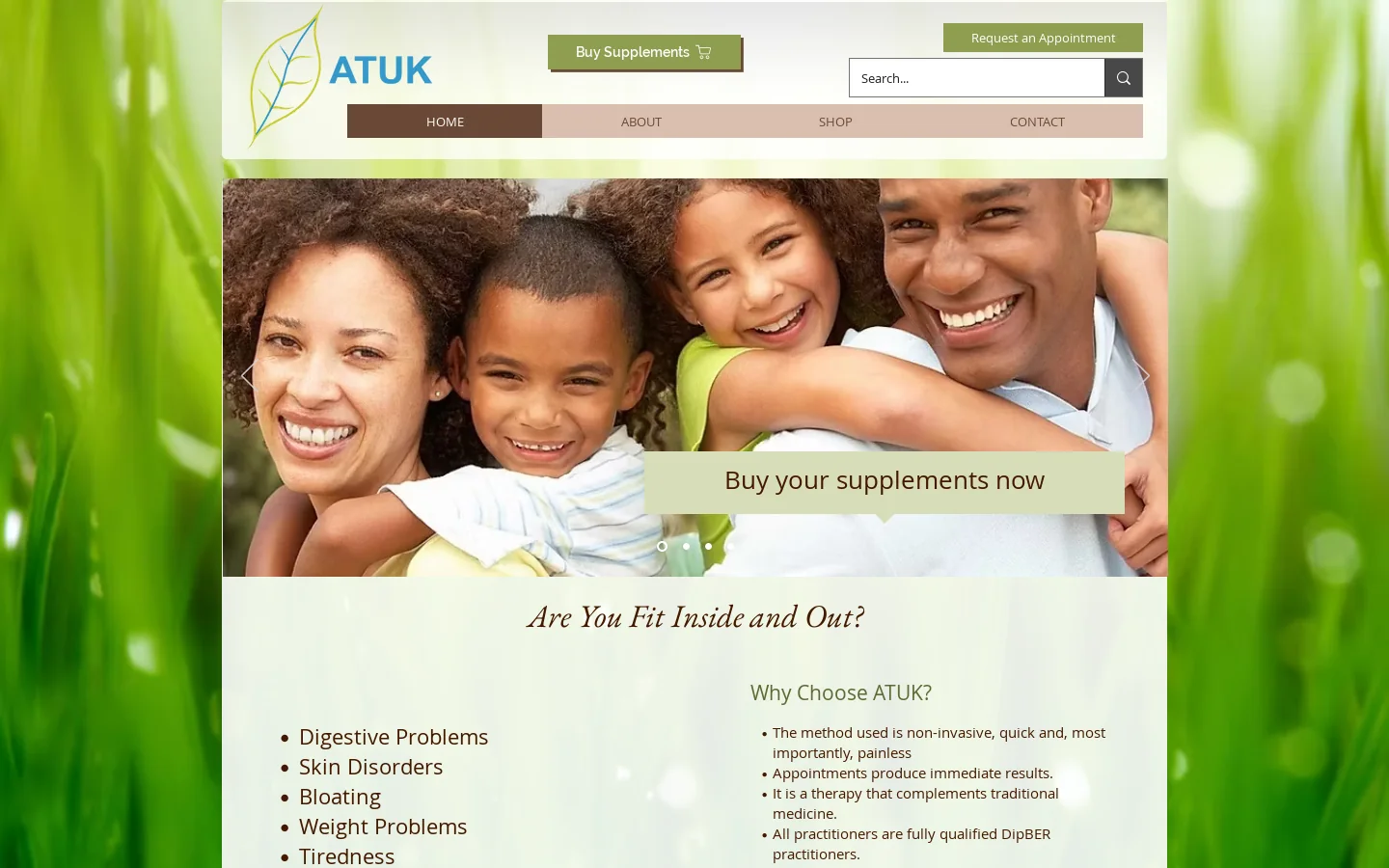 ATUK | Non-Invasive Health Screening | Supplements and Nutrition Homepage screenshot