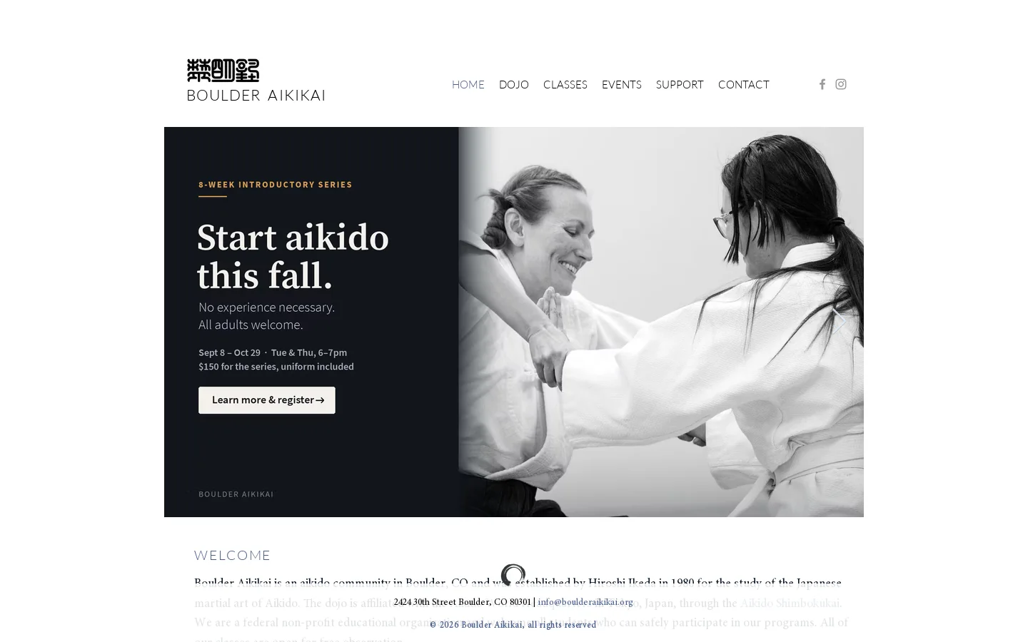 Boulder Aikikai Homepage screenshot