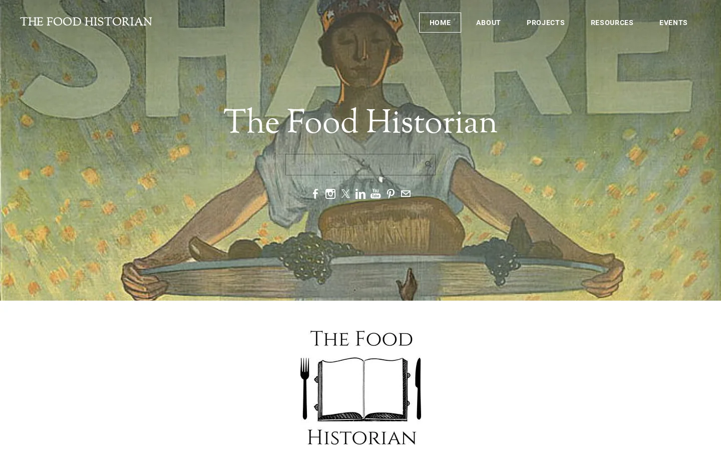 THE FOOD HISTORIAN Homepage screenshot