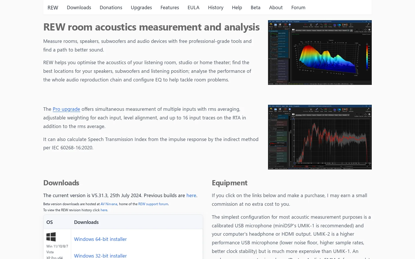 Room EQ Wizard Room Acoustics Software Homepage screenshot