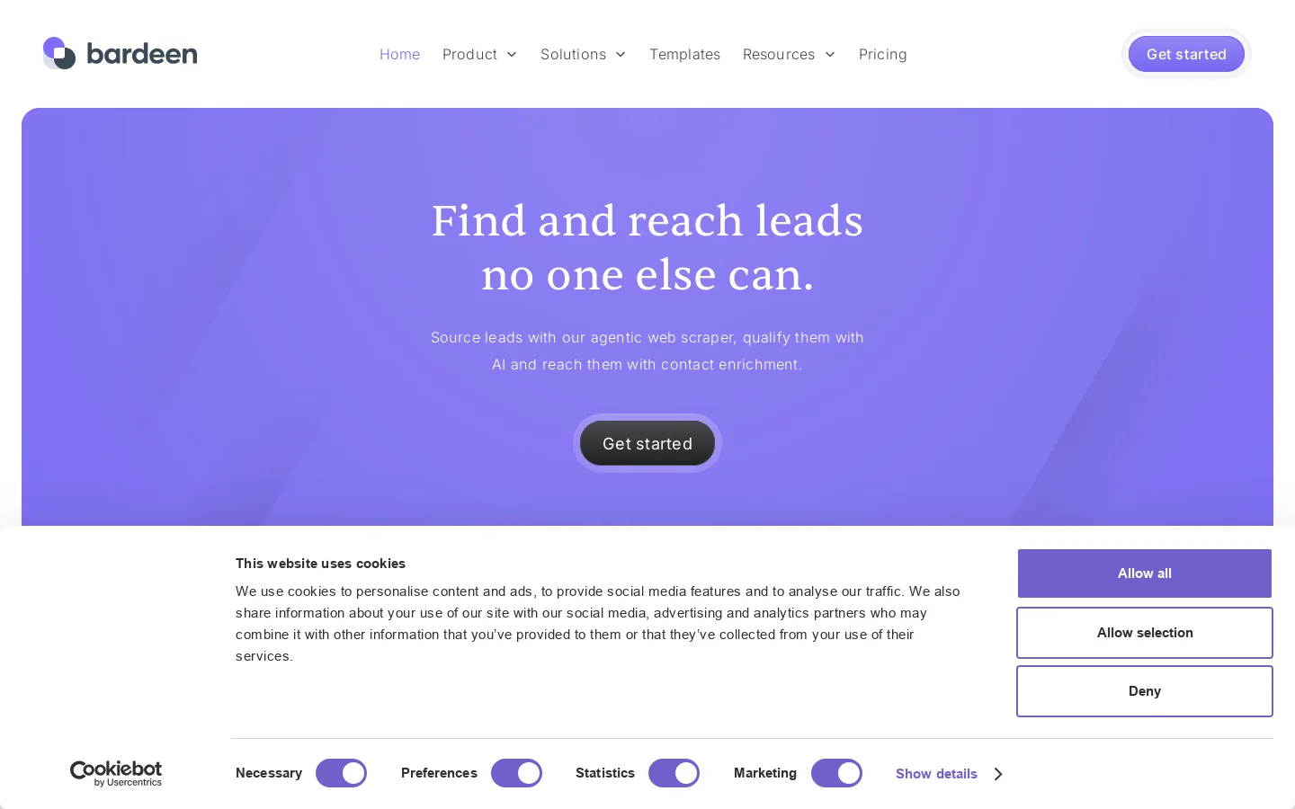 Bardeen Homepage screenshot