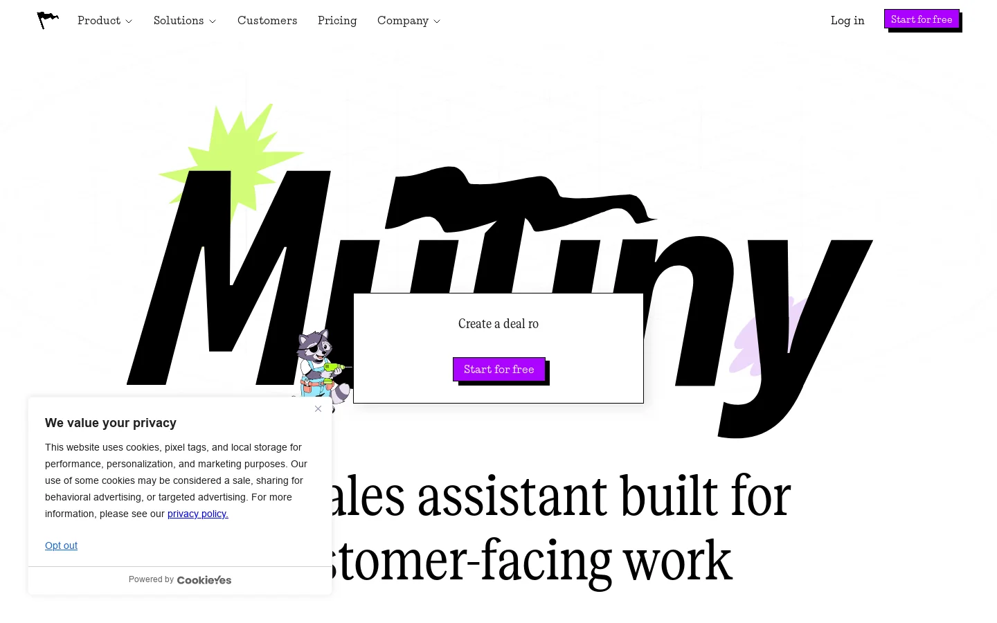 Mutiny | The sales assistant built for customer-facing work Homepage screenshot
