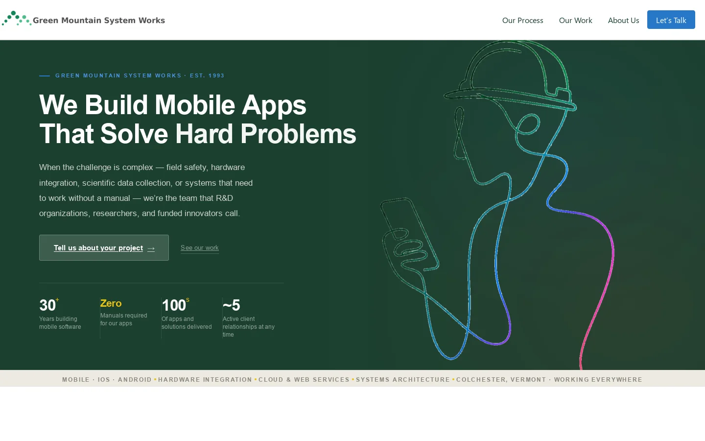 Green Mountain System Works - Green Mountain System Works | Developers of Mobile Software to Solve Hard Problems Homepage screenshot