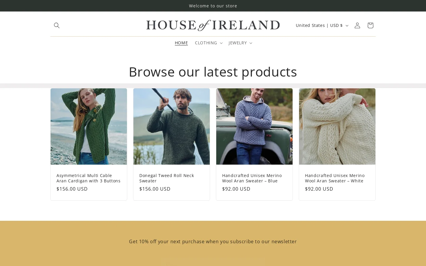 House of Ireland Homepage screenshot