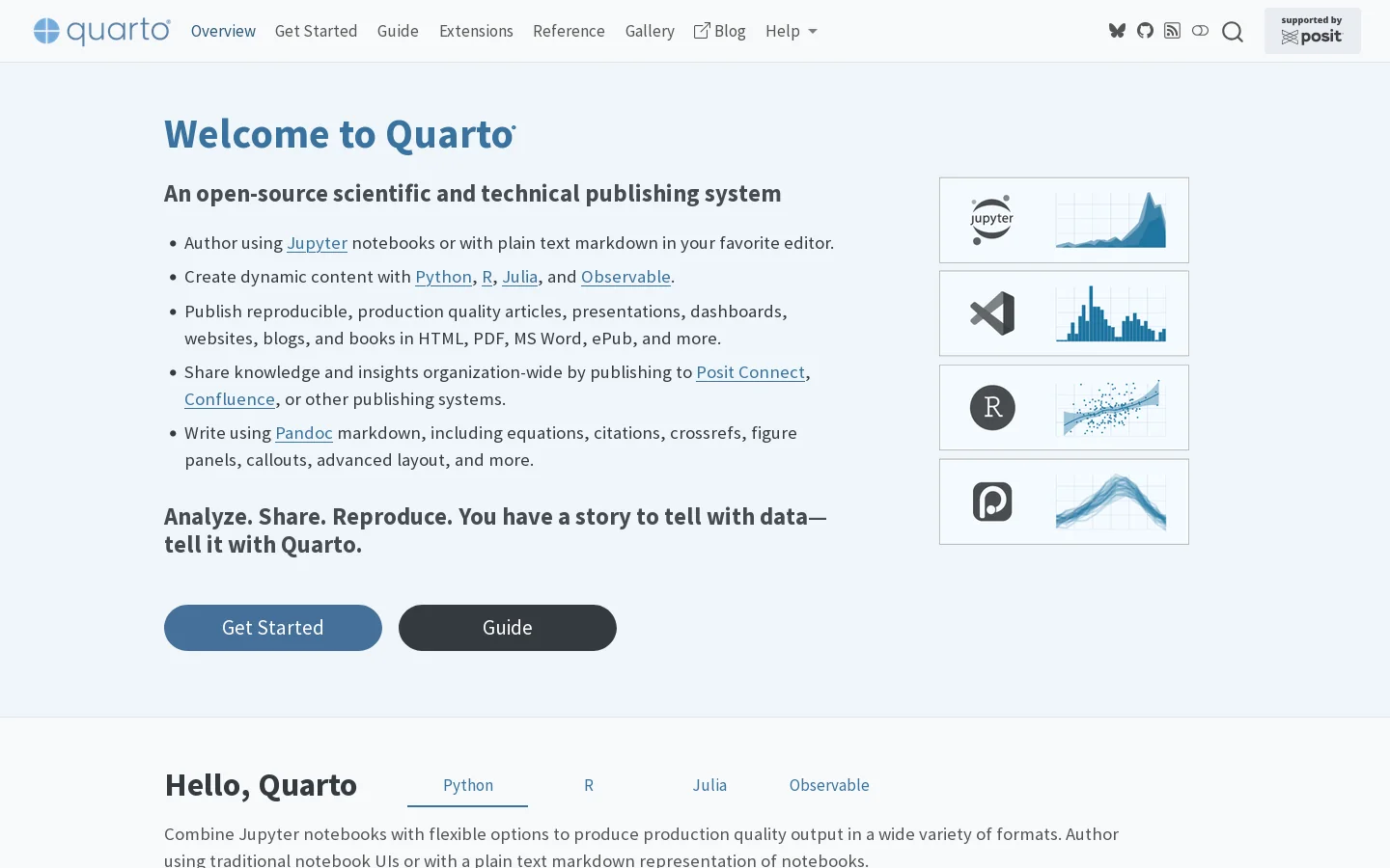 Quarto Homepage screenshot