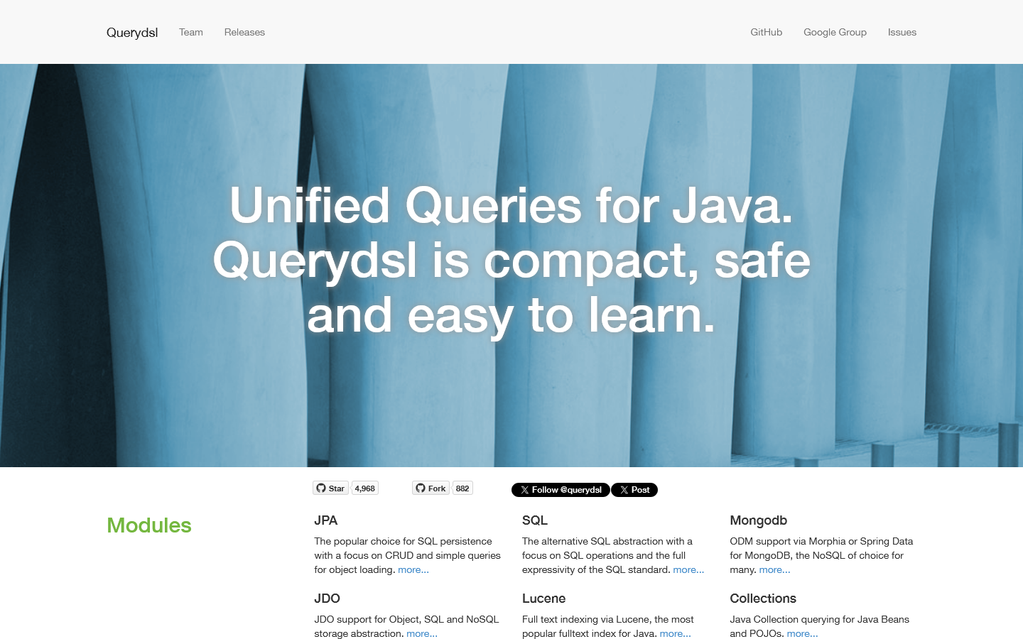 Querydsl Homepage screenshot